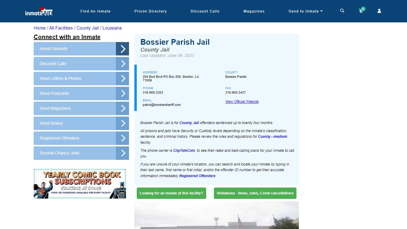 Bossier Parish Jail - Inmate Locator - Benton, LA