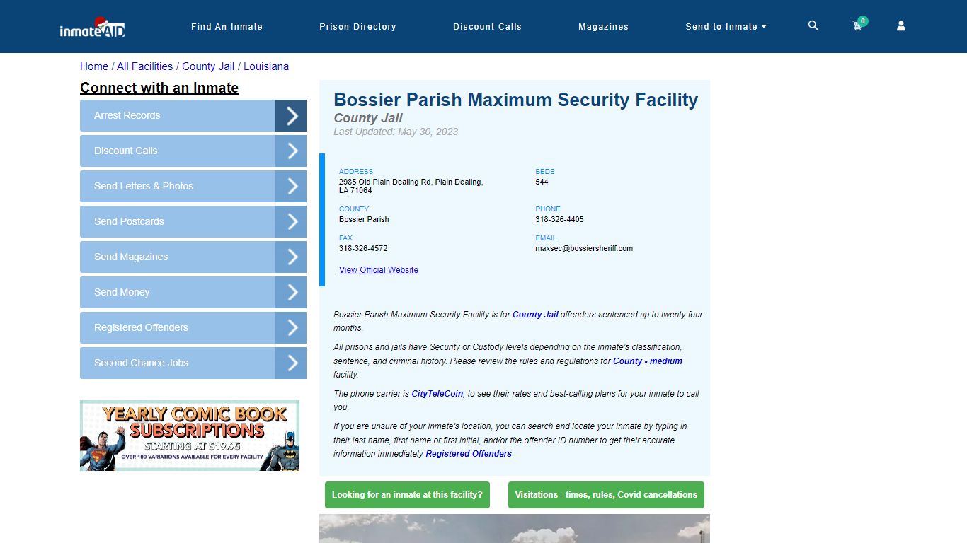 Bossier Parish Maximum Security Facility - Inmate Locator - Plain ...